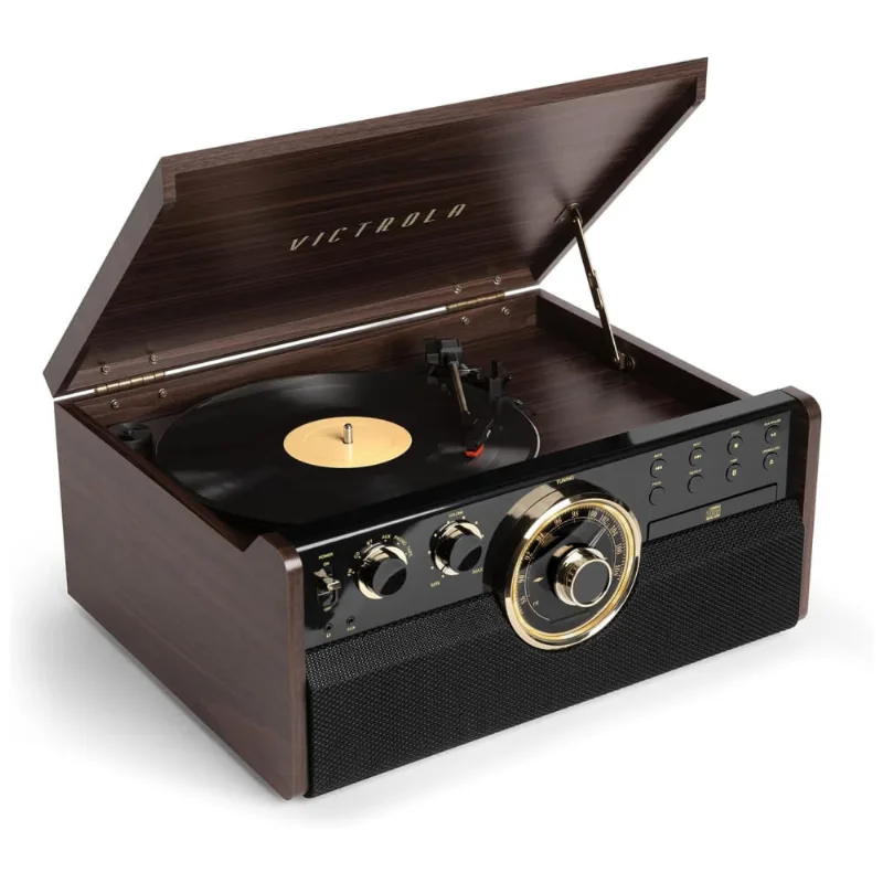 Vitrola Toca Discos Retro Vitrola, 3 Velocidades Com Funcoes Bluetooth, Radio, Fm, 110v, Victrola Vta 270b Esp, Marrom
