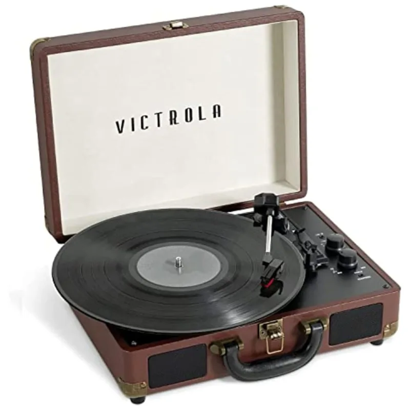 Vitrola Toca Discos Retro Vitrola, 3 Velocidades Com Bluetooth, 110v, Victrola Vsc 400sb Dbr Sdf, Marrom