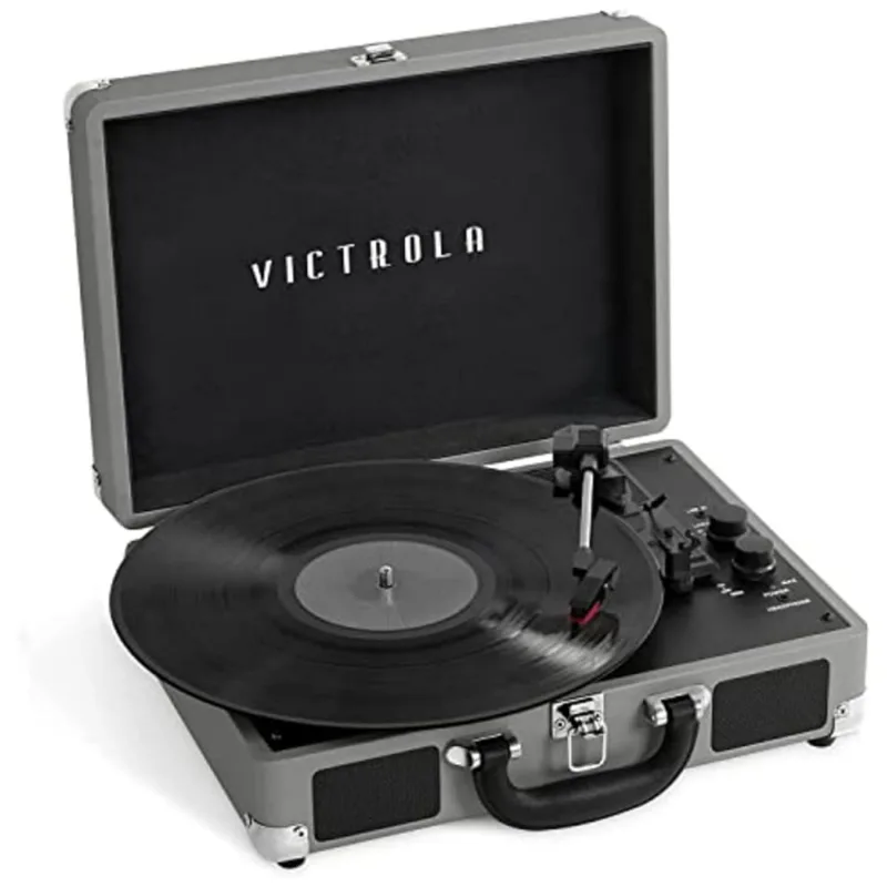 Vitrola Toca Discos Retro Vitrola, 3 Velocidades Com Bluetooth, 110v, Victrola Vsc 400sb Nwg Sdf, Preto