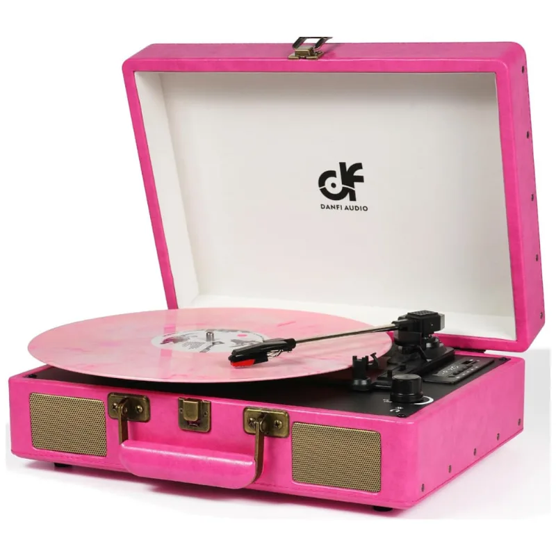 Vitrola Toca Discos Retrô 2026 Vitrola, 3 Velocidades Com Funções Bluetooth, Fm, Usb, 110v, Danfi Audio Df, Te 2026pk, Rosa