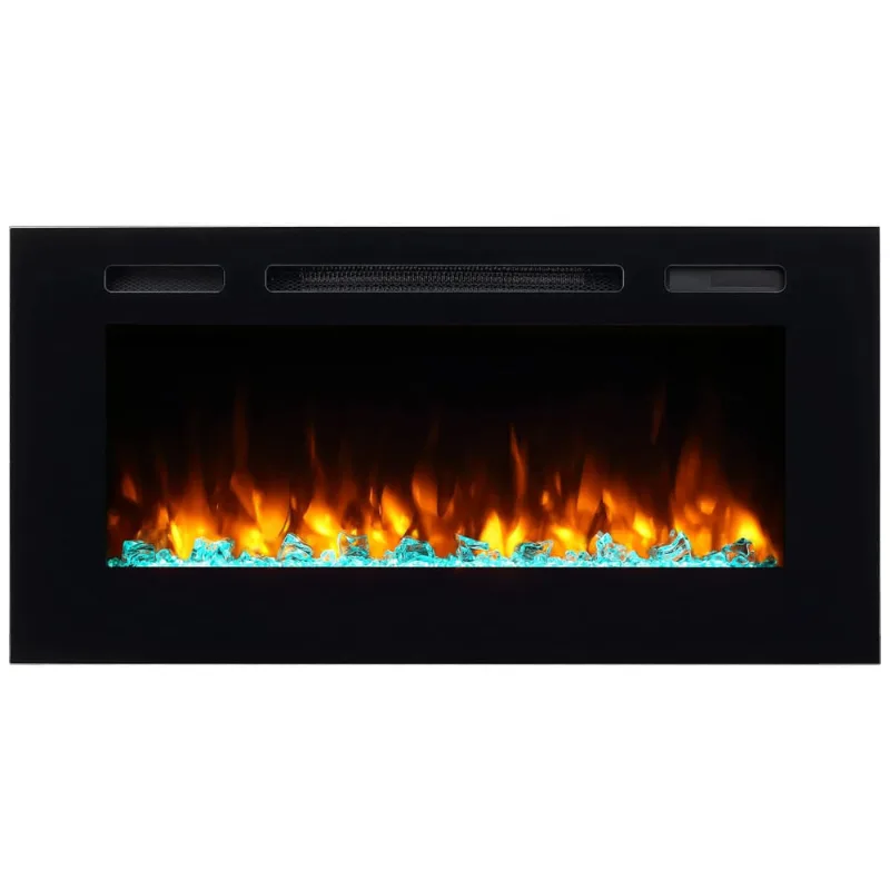 Lareira Eletrica De Embutir A50x101l, Com Controle Remoto, 1500w, 110v, Puraflame Ef172b, Preto