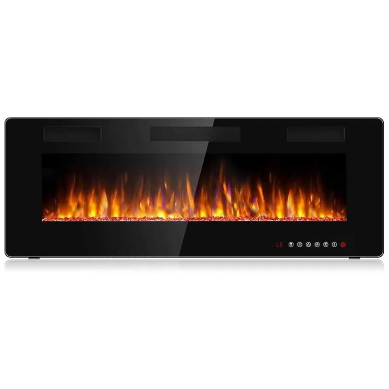Lareira Elétrica De Embutir A45x127l Com Controle Remoto E Digital, Luz Led, Chama Ajustável E Temporizador, 10w, 110v, Bossin 50 Inch Electric