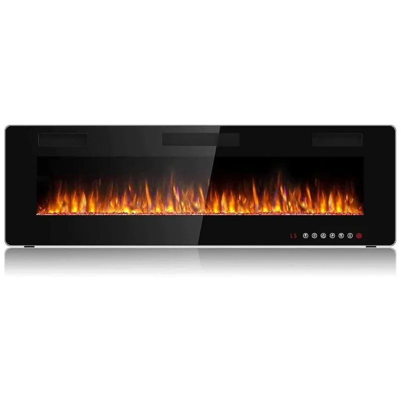 Lareira Elétrica De Embutir A45x152l Com Controle Remoto E Digital, Luz Led, Chama Ajustável E Temporizador, 1500w, 110v, Bossin 60 Inch Electric