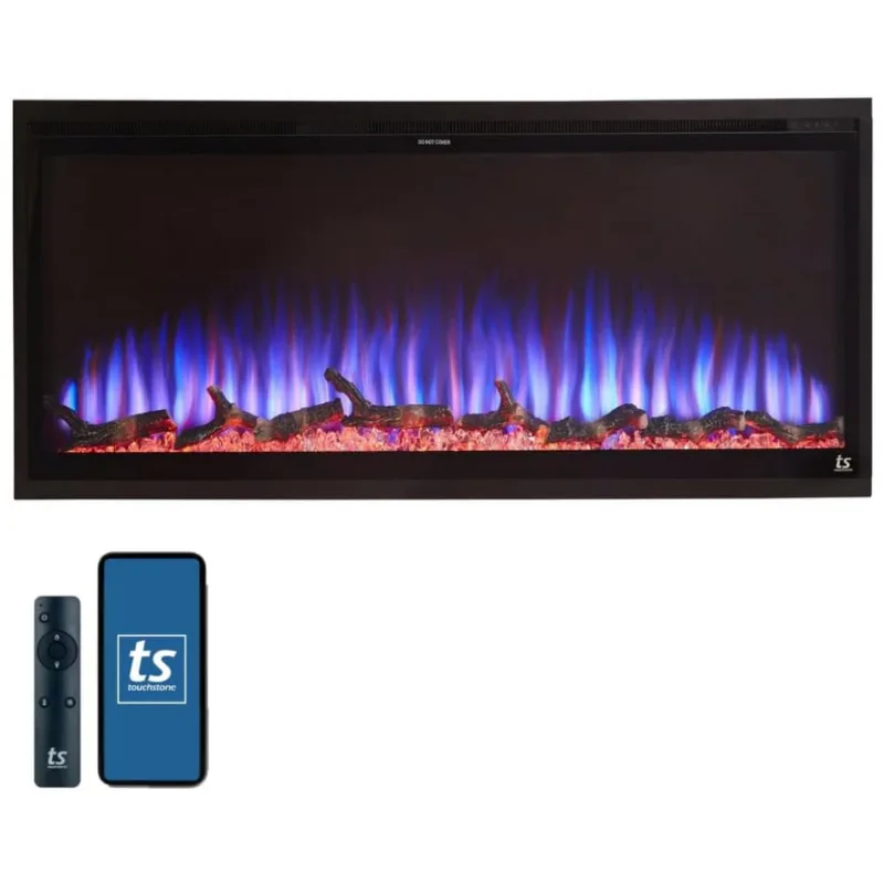 Lareira Eletrica 80042 De Embutir A48x106l Com Controle Remoto, Chamas Multicolorida, 1500w, 110v, Touchstone, Preto