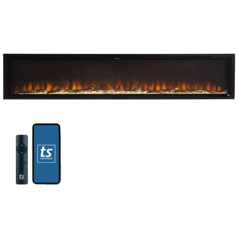 Lareira Eletrica De Embutir A48x251l Com Controle Remoto E Chamas Multicolorida, 1500w, 110v, Touchstone, Preto