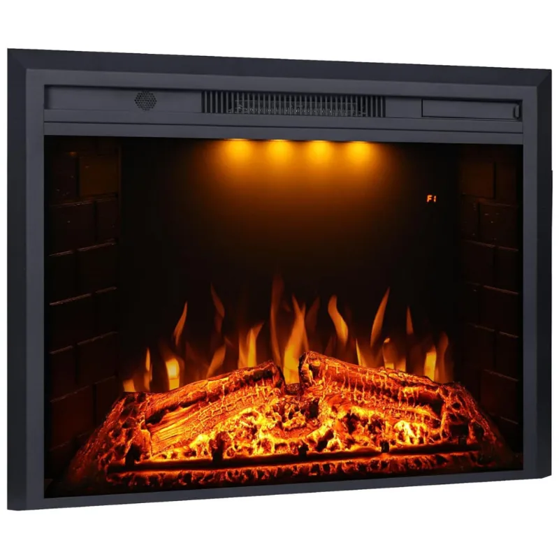 Lareira Elétrica De Embutir A63x77l Com Controle Remoto E Proteção Contra Superaquecimento, 1500w, 110v, Valuxhome Vef28, Preto