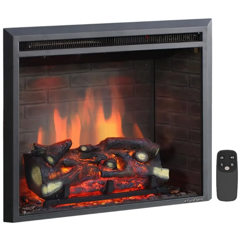 Lareira Elétrica De Embutir A62x70l Com Controle Remoto, 1500w, 110v, Puraflame Ef43d Fgf, Preto