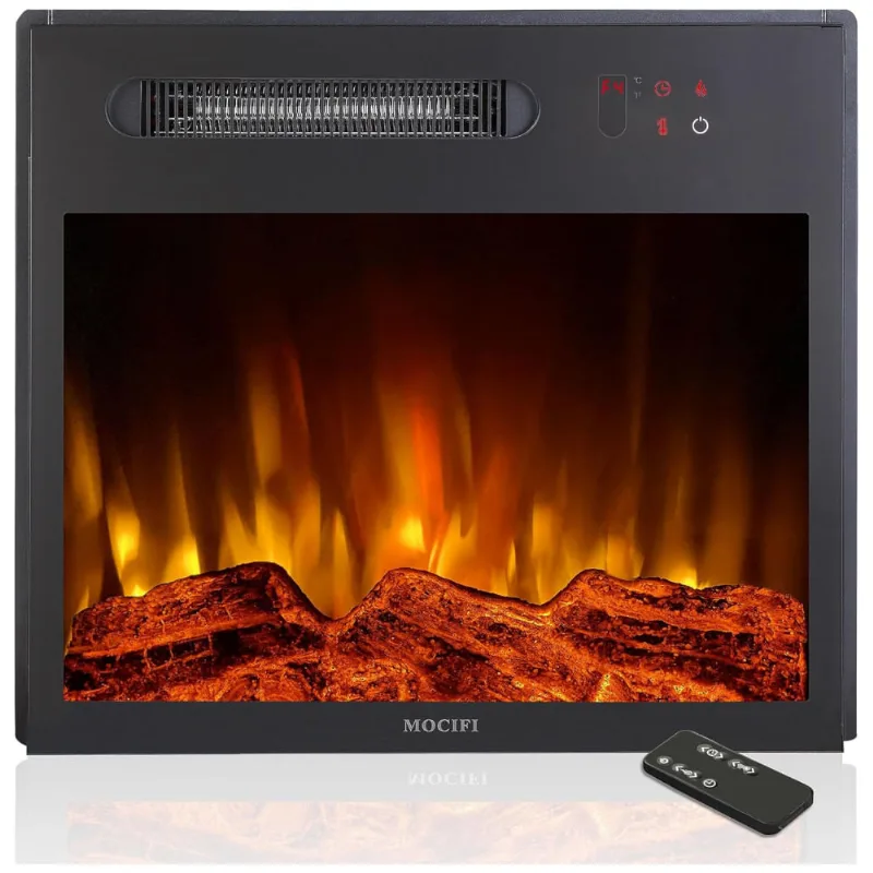 Lareira Elétrica Mocifi F23 17lt De Embutir A51x60l Com Controle Remoto E Digital, Chama Ajustável, 110v, 1500w, Preta
