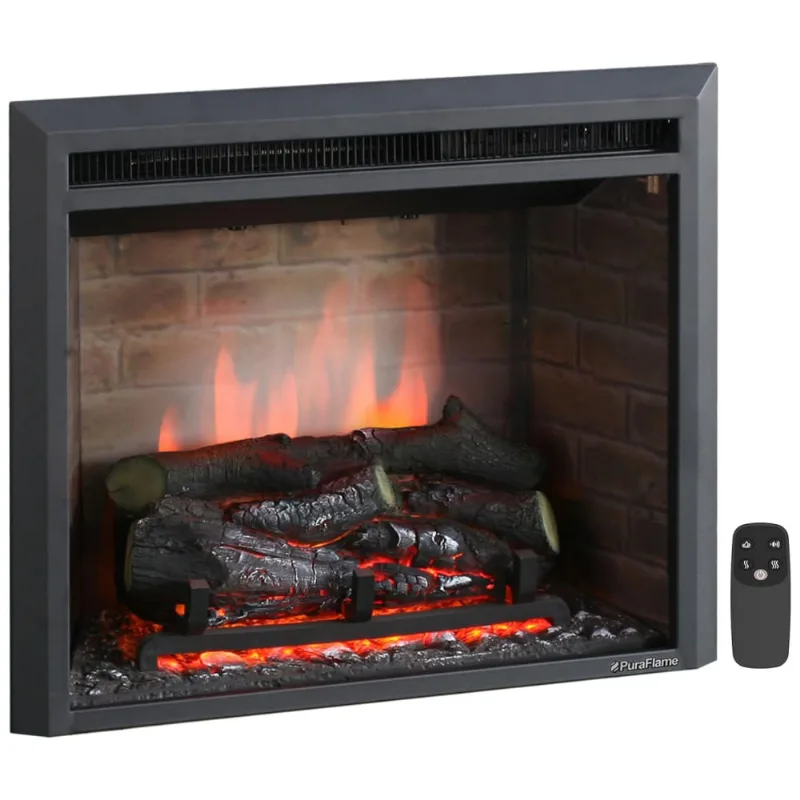 Lareira Elétrica De Embutir A54x62l Com Controle Remoto, 1500w, 110v, Puraflame Ef42d Fgf, Preto