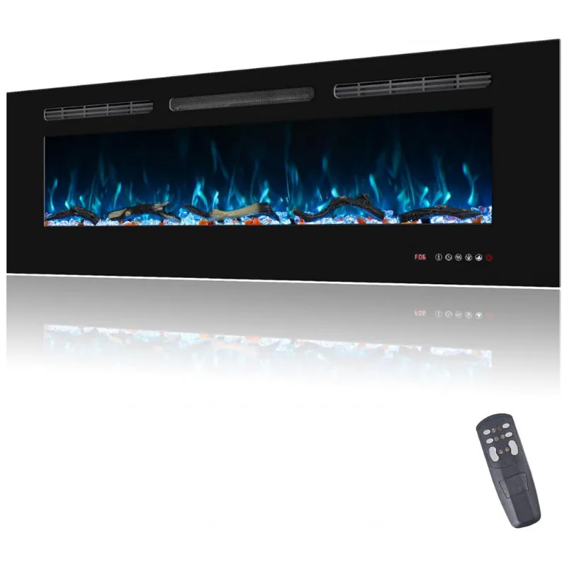 Lareira Eletrica De Embutir A45x127l Digital, Luz Led, Chamas Multicolorida E Temporizador, 1500w, 110v, Oxhark Flame, Preto