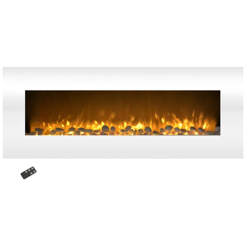 Lareira Eletrica De Embutir A55x127l Digital, Luz Led, Chamas Multicolorida E Temporizador, 1500w, Branca, 110v, Northwest 80 Wsg02 Nh, Branco