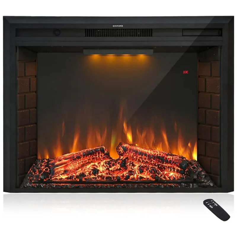 Lareira Elétrica De Embutir A53x72l Digital, Luz Led, Chama Ajustável, Temporizador E Som De Rachaduras, 1500w, 110v, Masarflame, Preto