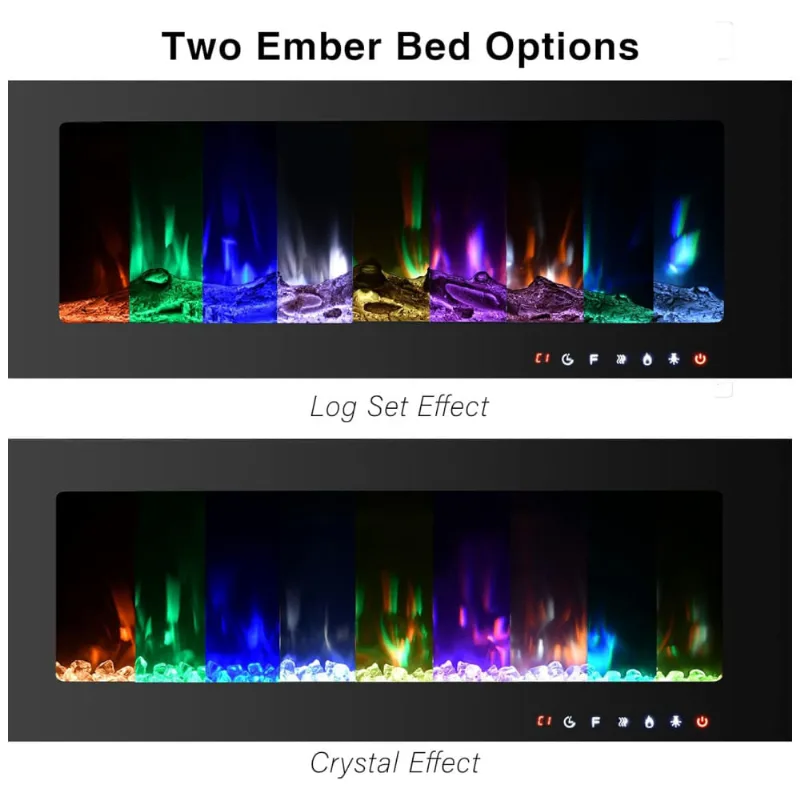 Lareira Elétrica Ceartry De Embutir A43x152l Com Controle Remoto E Luz De Led, 110v, 1500w, Preta