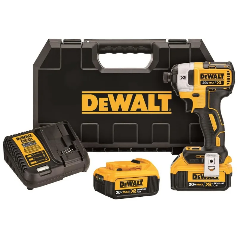 Kit Chave De Impacto Com 3 Velocidades, 2 Baterias 20v, Carregador E Maleta De Transporte, Dewalt Dcf887m2, Amarelo