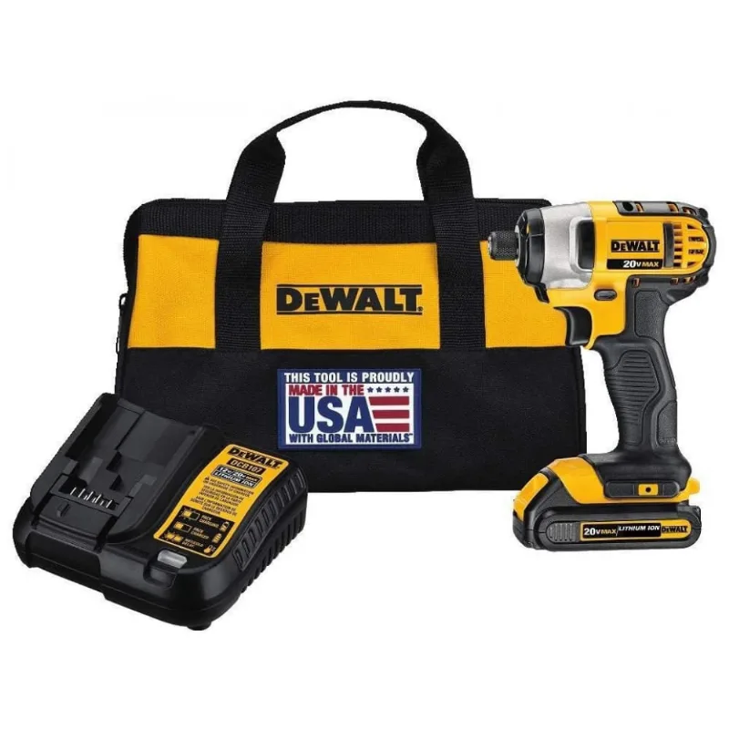 Kit Chave De Impacto Com Bateria 20v Max, Carregador E Bolsa De Transporte, Dewalt Dcf885c1, Amarelo