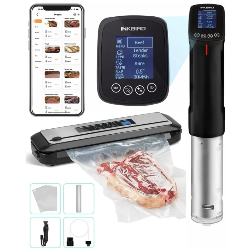 Wifi Sous Vide Machine Vacuum Sealer Machine, Inkbird Sous Vide Cooker 1000w W, Recipes On App Precision Cooker Automatic Air Sous Vide Vacuum