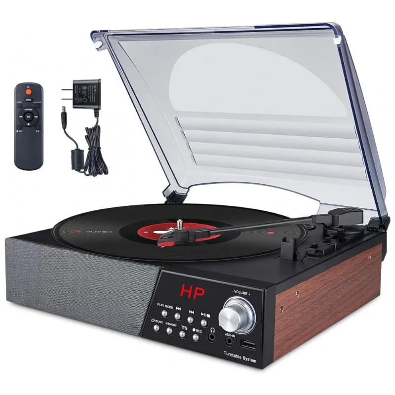 Vitrola Toca Discos Retro 3 Velocidades Com Bluetooth E Alto Falantes Embutidos, 110v, Hongut, Marrom