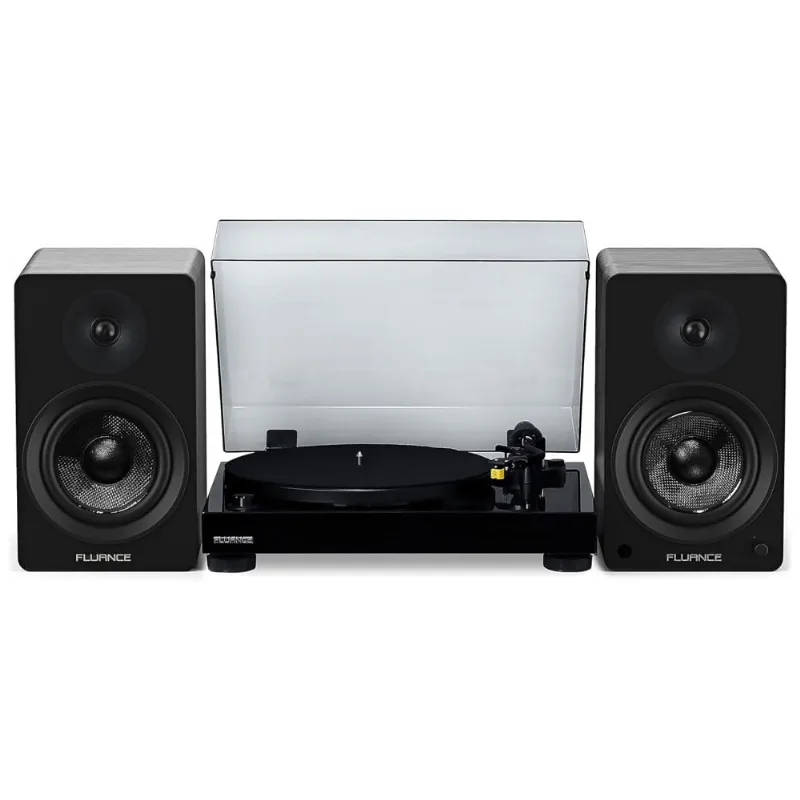 Vitrola Toca Discos Retro Com Pre Amplificador E Alto Falantes, 120w, 110v, Fluance Rt80ai61, Preto