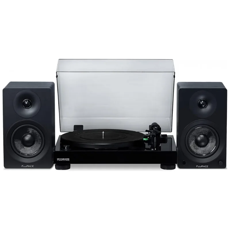 Vitrola Toca Discos Retro Rt81 Com Pre Amplificador E Alto Falantes, 90w, 110v, Fluance Rt81tai41, Preto