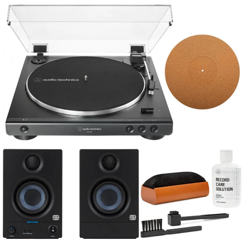 Vitrola Toca Discos At Lp60x Automatico Com 2 Velocidades 33 E 45 Rpm E Caixas De Som, 110v, Audio Technica, Preto