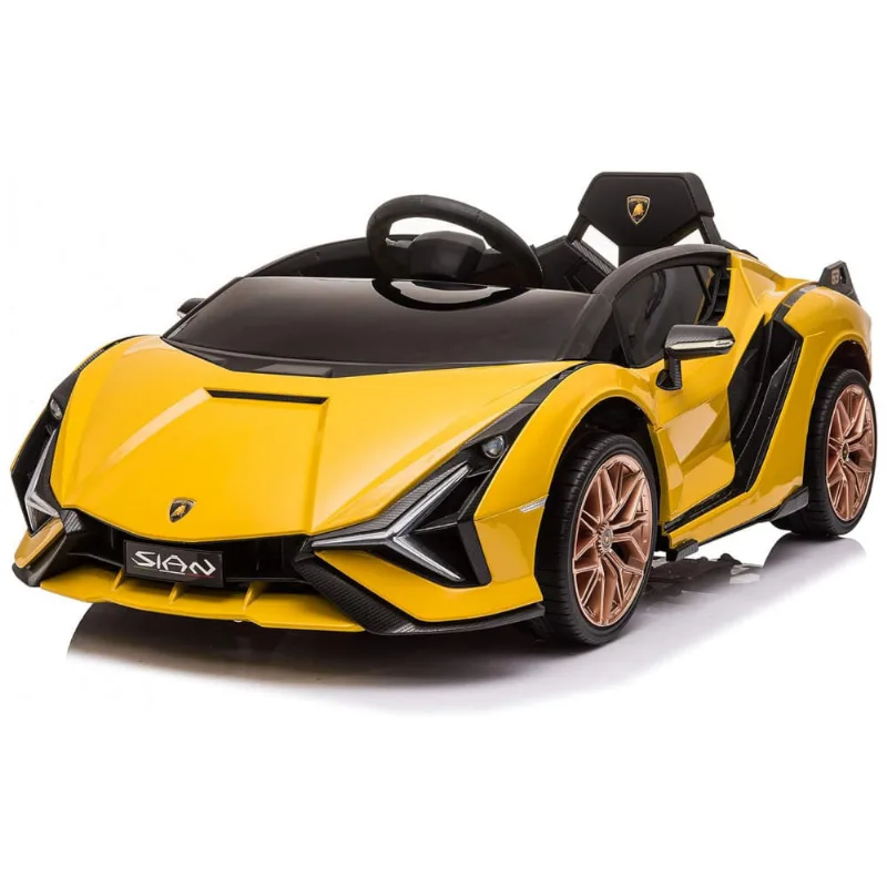 Carro Elétrico Infantil com Bateria Recarregável, BEST RIDE ON CARS New Lamborghini Sian 12V Yellow, Amarelo