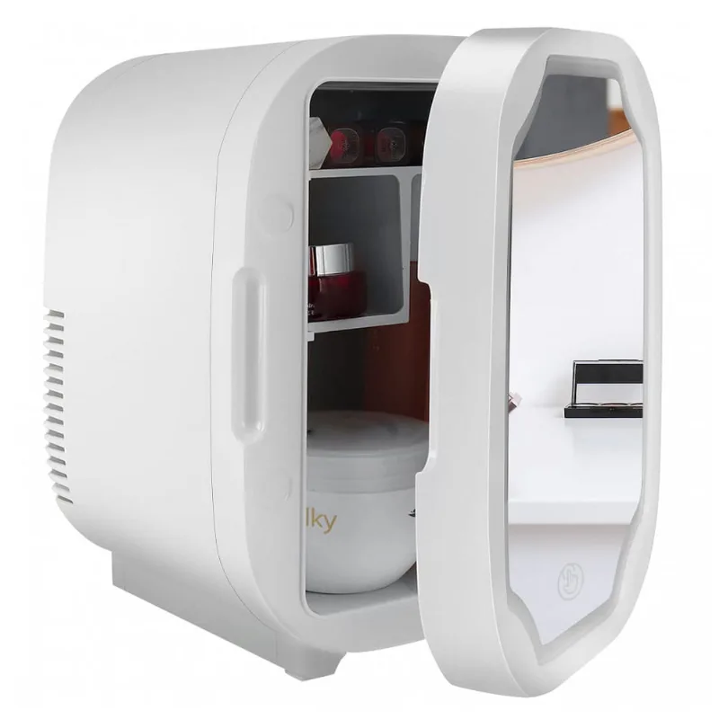 Geladeira Para Skincare 8 Litros Com Espelho, 12v, 110v, Hcalory 8l Mini Fridge 2, Branco