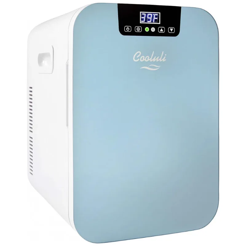 Mini Geladeira Para Skincare 20 Litros Com Painel Digital, 12v, 110v, Cooluli C20ldxab, Azul Claro