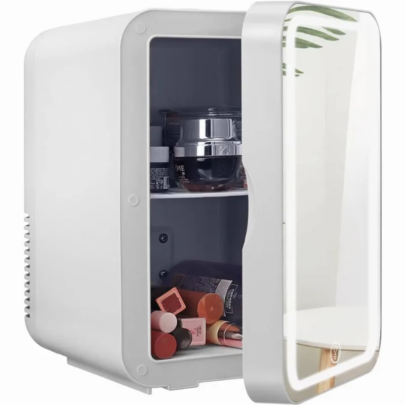 Mini Geladeira Para Skincare Hcalory 8 Litros Com Espelho, 110v, 12v, Rosa