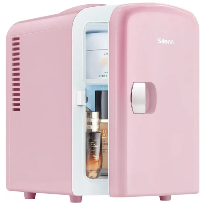 Mini Geladeira Para Skincare 4 Litros, 12v, 110v, Silonn Slre01p, Rosa