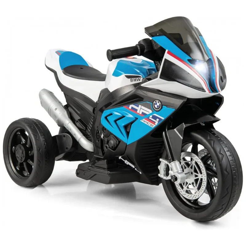 Moto Elétrica Infantil BMW Bateria 12V 3 Rodas com Luzes e Sons USB, COSTZON, Azul 110v