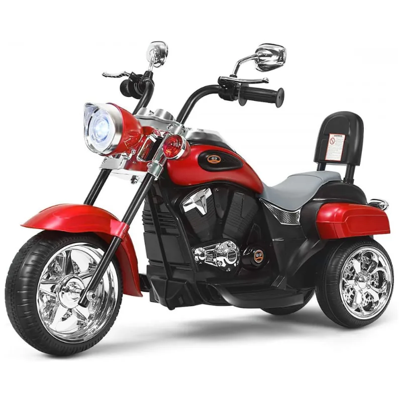 Moto Elétrica Infantil Costzon a Bateria 6V 3 Rodas com Sons e Luzes, Idade Rec 3 a 6 Anos, Vermelha 110v