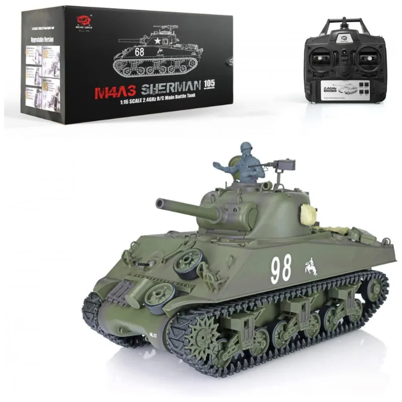 Tanque de Guerra TOUCAN RC HOBBY US M4A3 Sherman com Controle Remoto, Escala 116,Verde