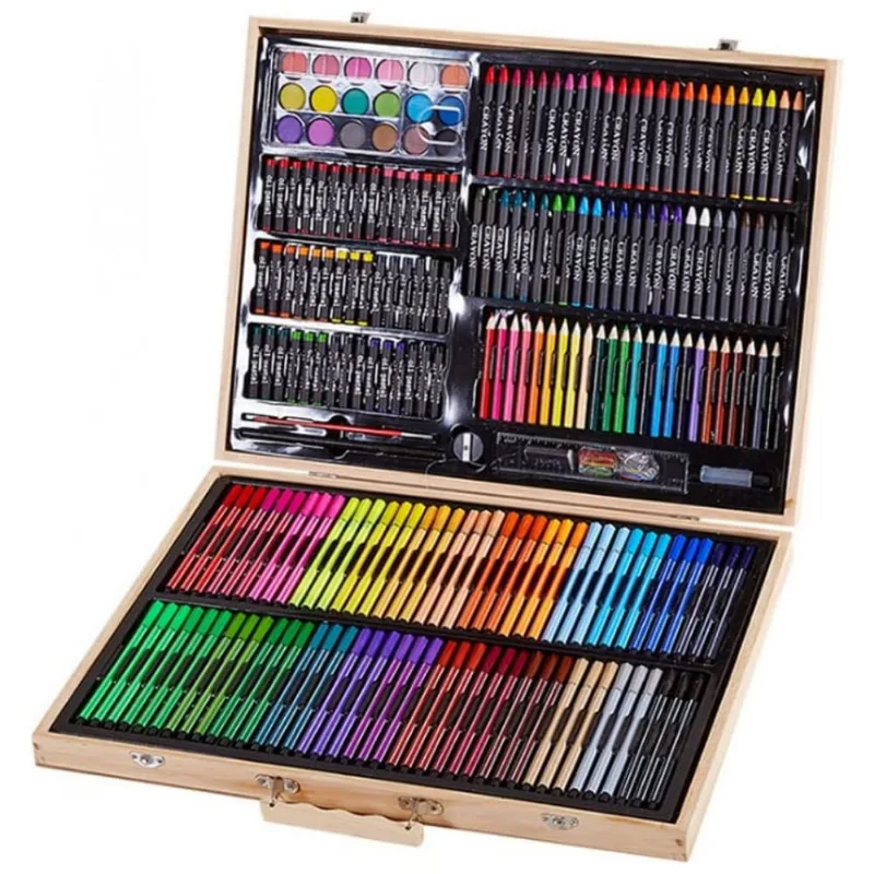 Kit de Pintura XARONF com 251 Peças e Caixa de madeira Portátil, Marrom Claro 110v