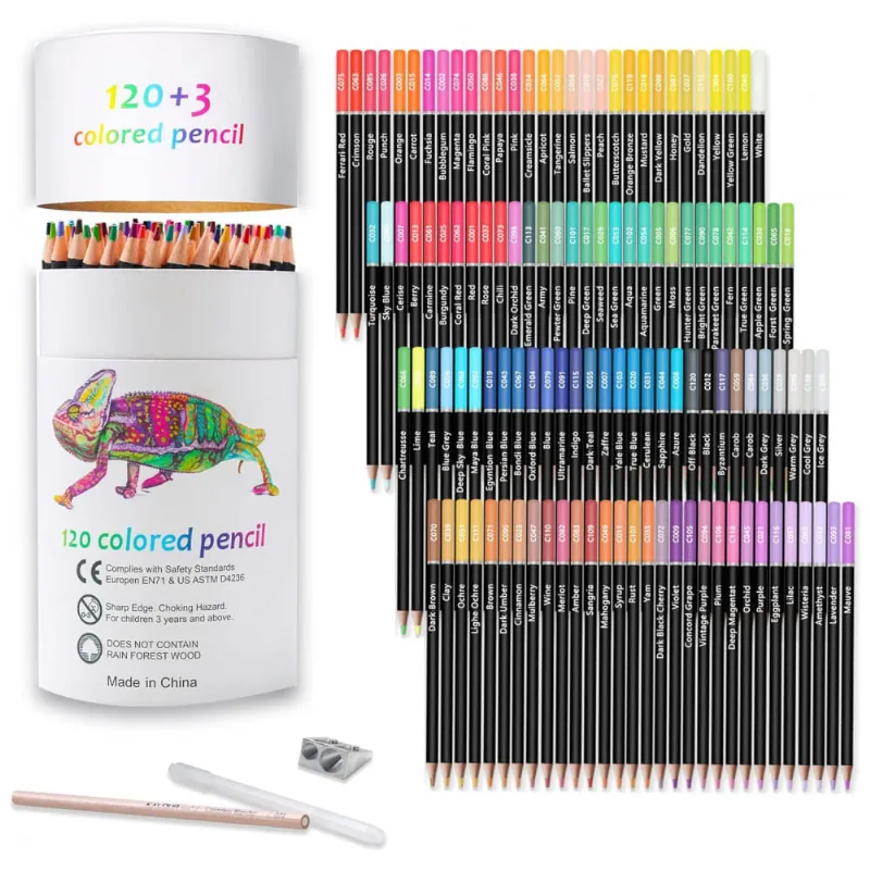 Kit Lápis de Cor Profissional com Estojo 120 peças, KALOUR, Branco