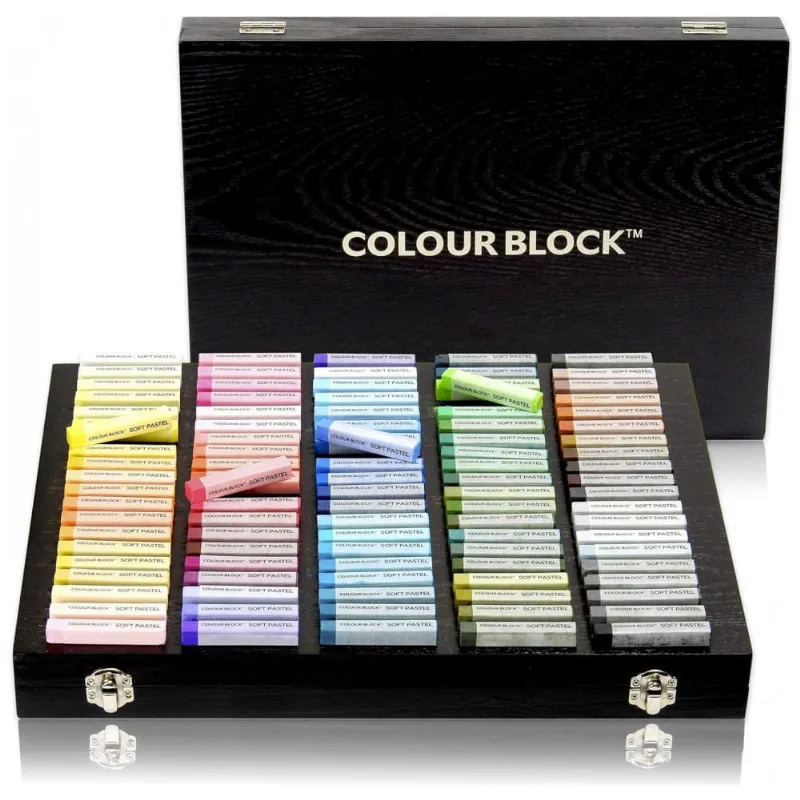 Kit Lápis de Cor Profissional com Maleta de Madeira 100 Peças, COLOUR BLOCK, Preta