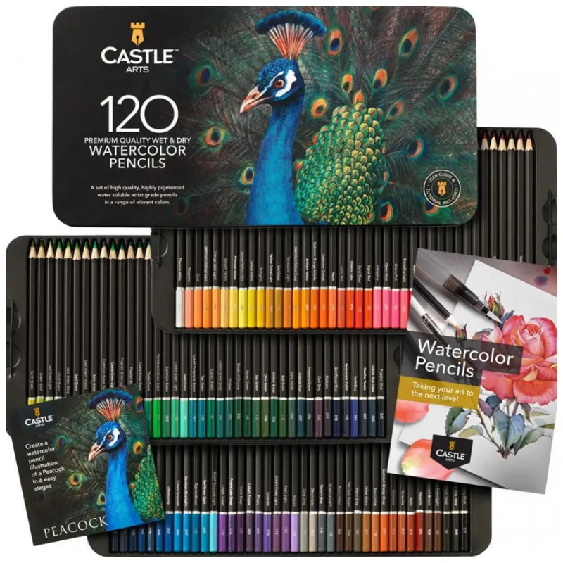 Kit Lápis de Cor Profissional com Estojo 120 Peças, Castle Art Supplies