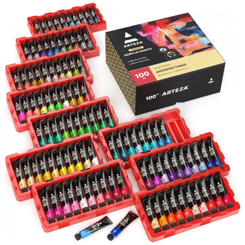 Kit de Tinta Acrílica Profissional com Cores Essenciais, 14 Peças, ARTEZA