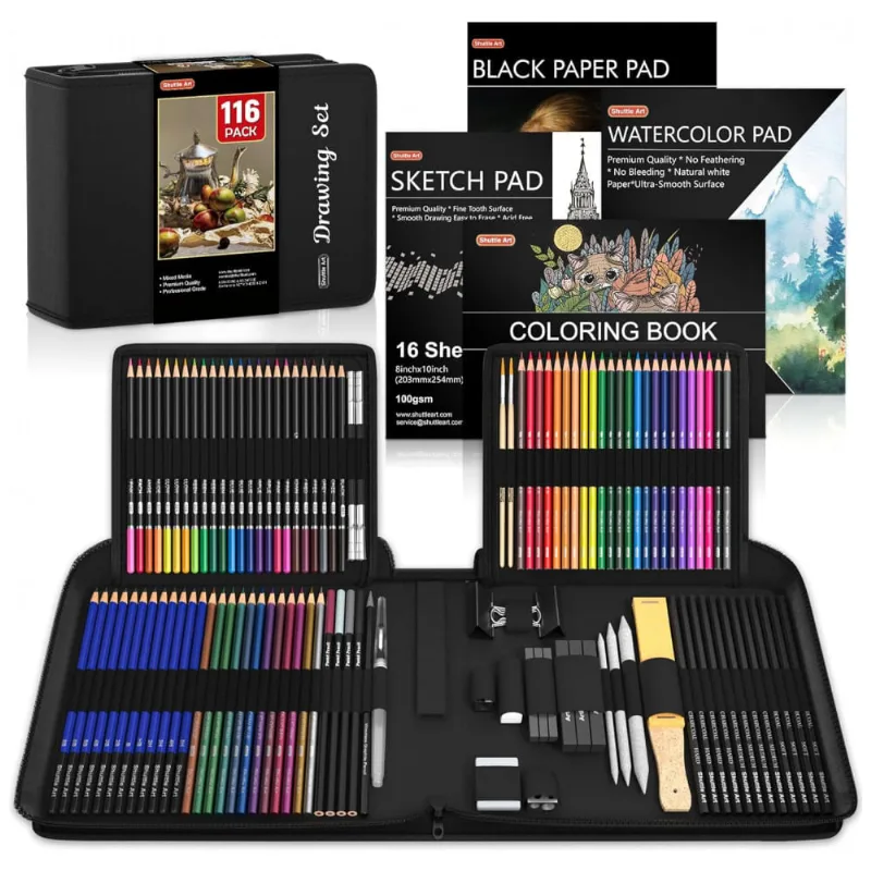 Kit Lapis Profissional com Bolsa para Transporte 116 Peças, Shuttle Art
