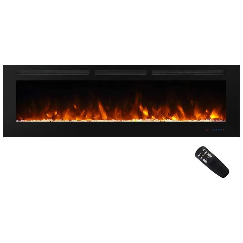 Lareira Eletrica De Embutir A54x184l Com Controle Remoto E Chama Ajustavel, 110v 1500w, Masarflame, Preta