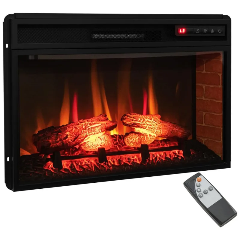 Lareira Eletrica De Embutir A44x68l Com Controle Remoto E Protecao Contra Superaquecimento, 110v 1500w, Tangkula, Preta