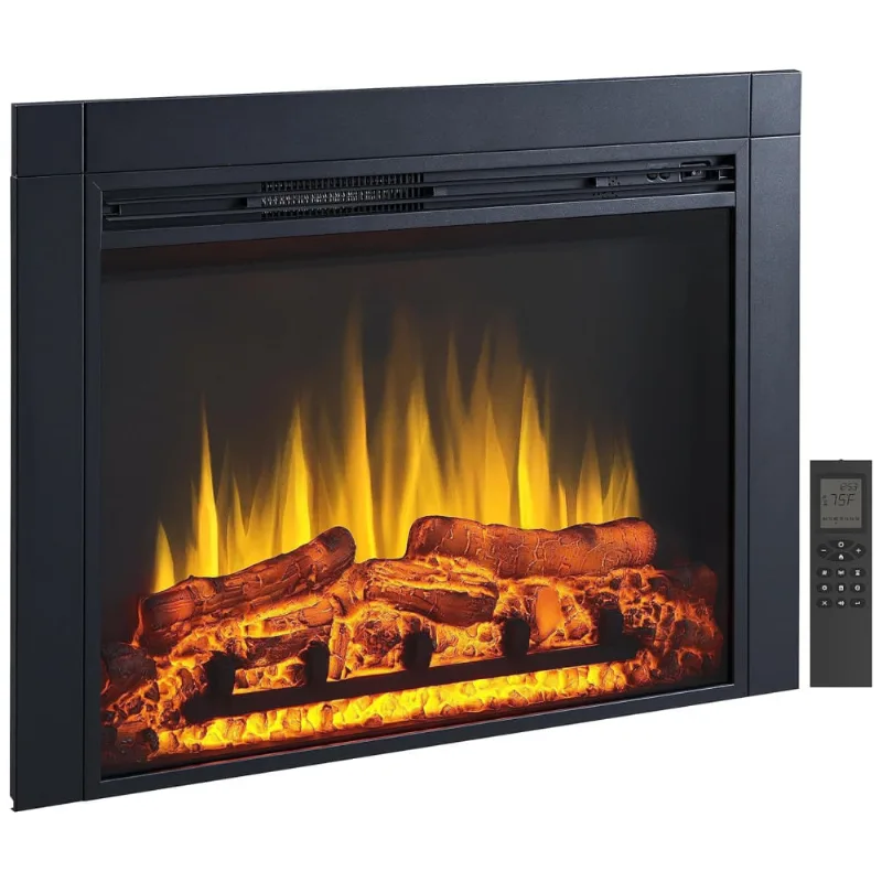 Lareira Elétrica De Embutir A66x91l Com Controle Remoto E Crepitação De Som, 110v 1500w, Legendflame, Preta