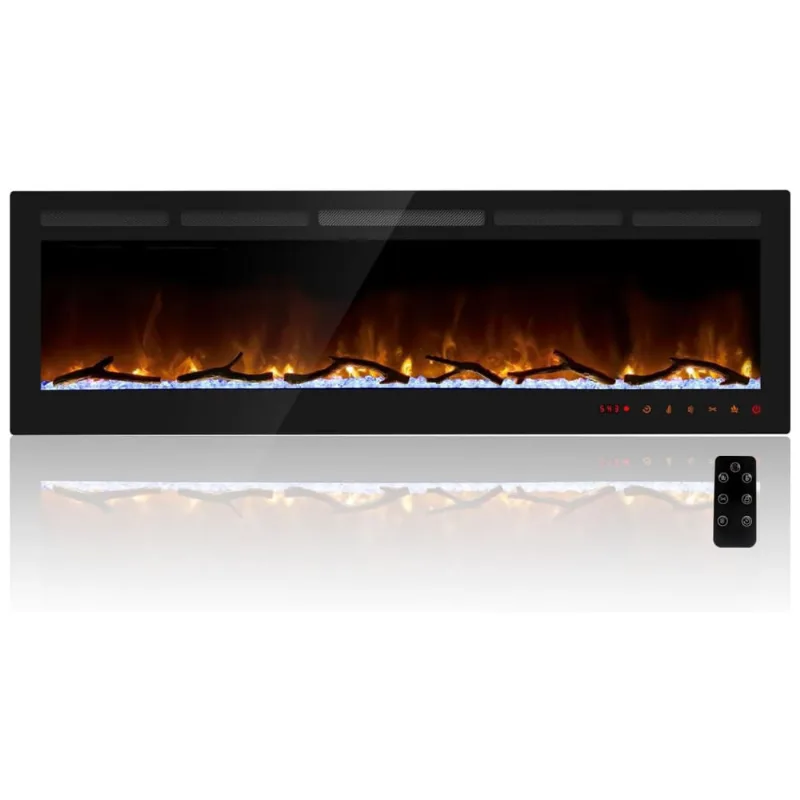 Lareira Eletrica De Embutir A45x182l Com Controle Remoto E Chamas Multicolorida, 110v, Cheerway, Preta