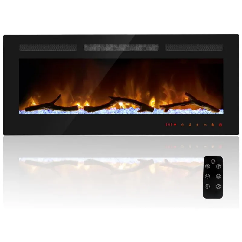 Lareira Elétrica De Embutir A45x106l Com Controle Remoto E Chamas Multicolorida, 110v, Cheerway, Preta