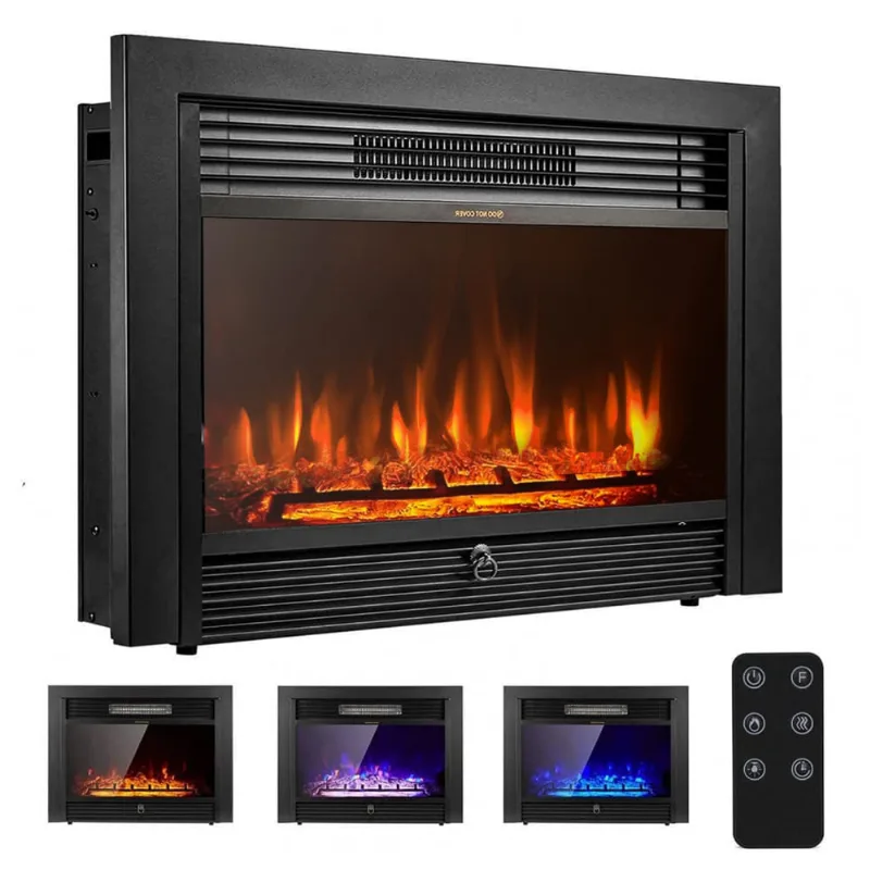 Lareira Eletrica De Embutir A53x71l Com Controle Remoto E Temporizador, 110v, Yodolla, Preta