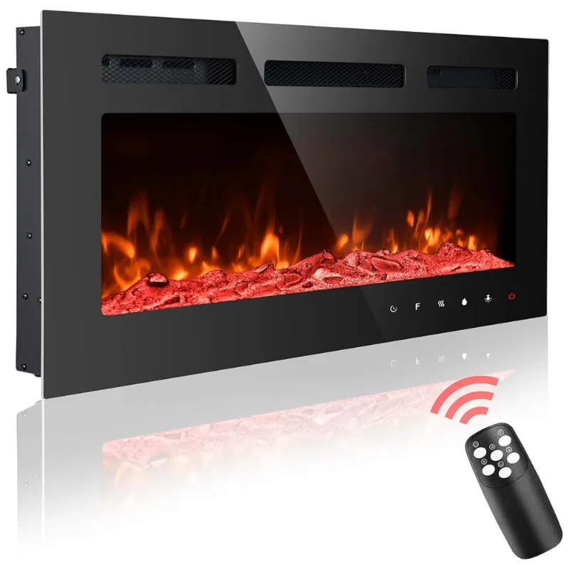Lareira Elétrica De Embutir A43x254l Com Controle Remoto E Temporizador, 110v, Homajor 100, Preta