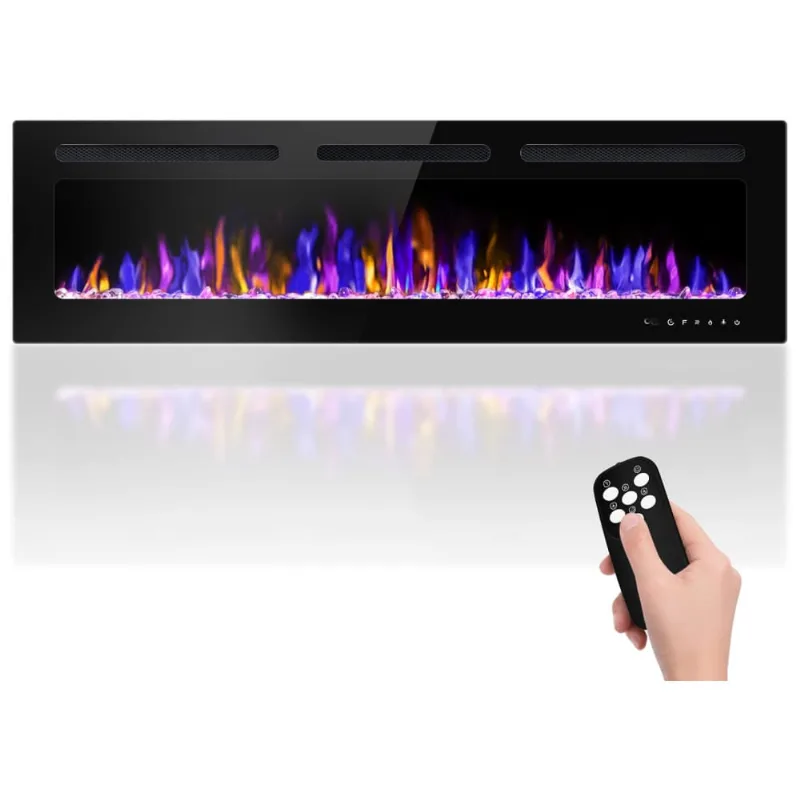 Lareira Elétrica De Embutir A43x152l Com Controle Remoto E Temporizador, 110v, Betelnut, Preta