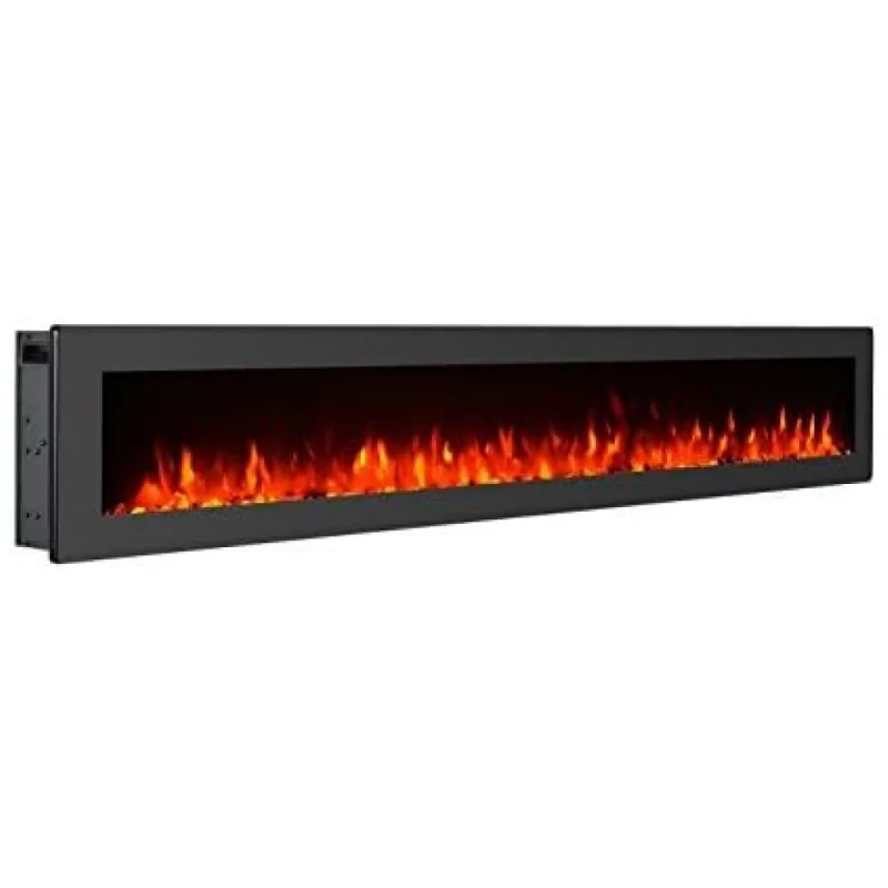 Lareira Eletrica De Embutir A32x152l Com Controle Remoto E Chamas Multicolorida, 110v, Gmhome, Preta