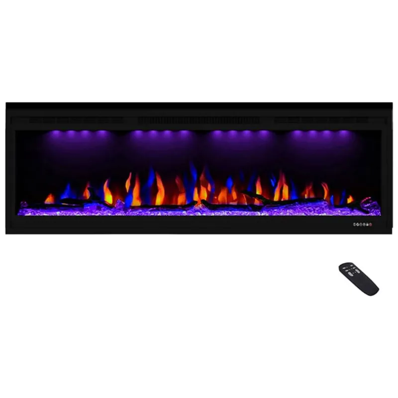 Lareira Elétrica De Embutir A43x127l Com Controle Remoto E Chamas Multicolorida, 110v, Masarflame, Preta