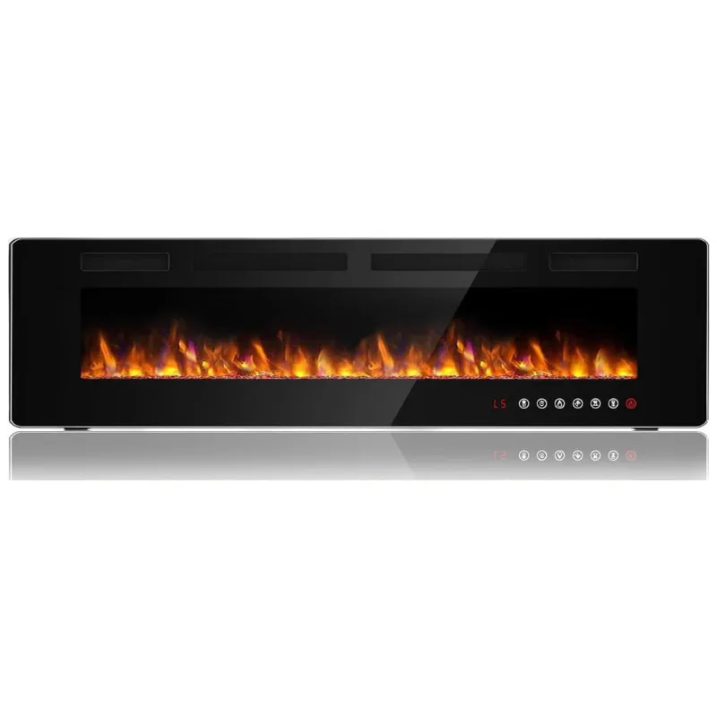 Lareira Eletrica De Embutir A45x182l Com Controle Remoto, Temporizador E Chamas Ajustavel, 110v, Bossin, Preta