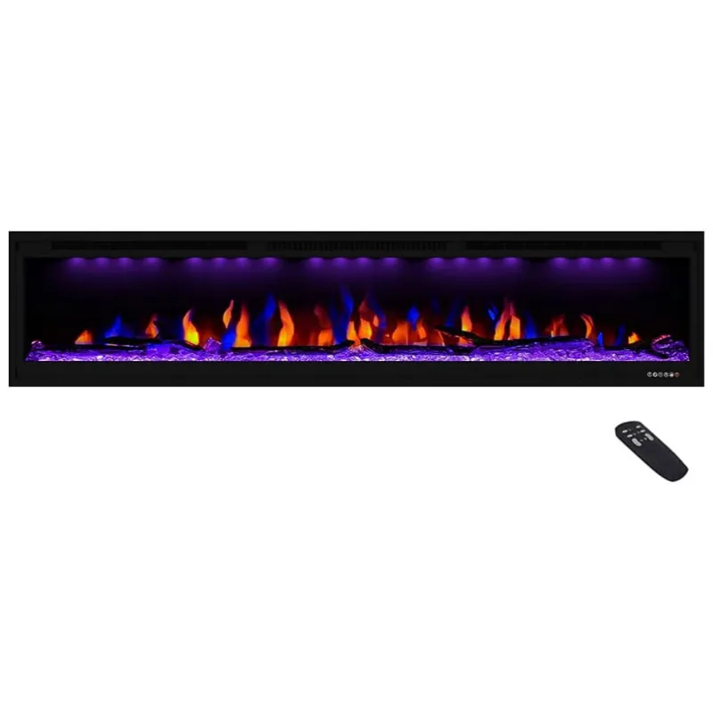 Lareira Elétrica De Embutir A43x187l Com Controle Remoto E Temporizador, 110v, Masarflame, Preta